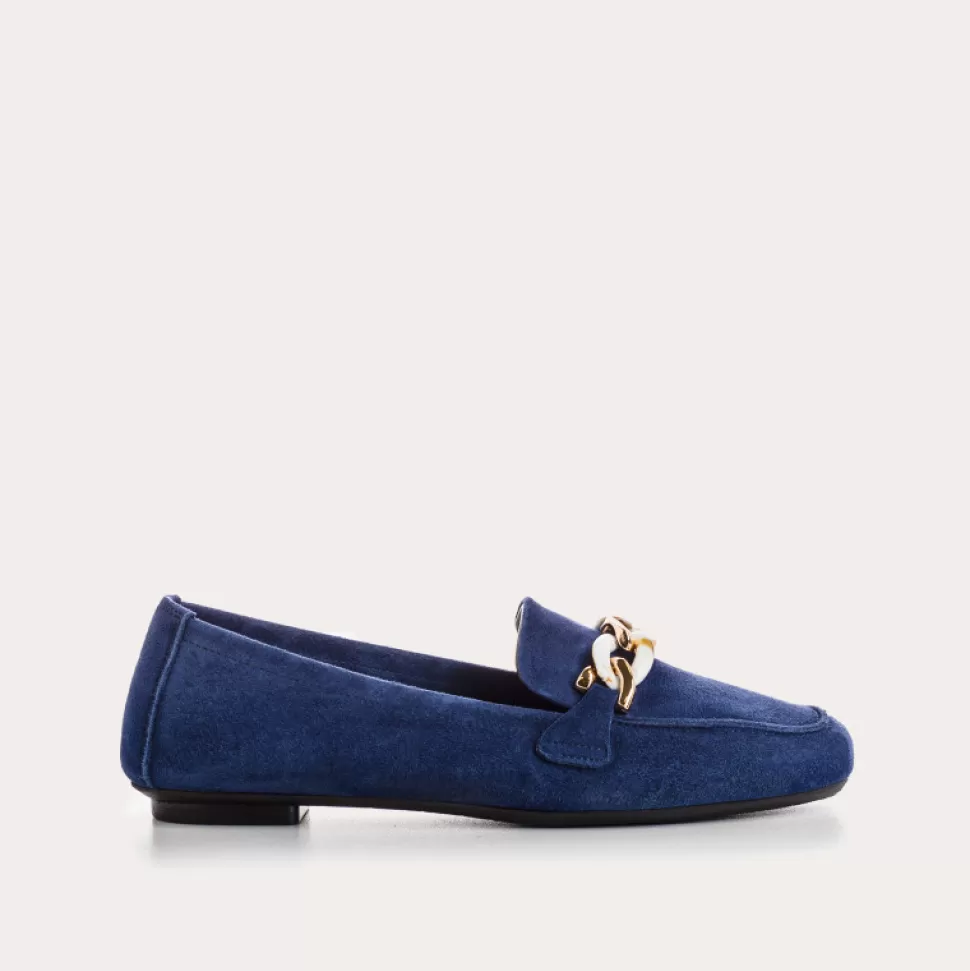 Mocassins^Reqins Mocassins Horel Cuir Velours Bleu, Ocean
