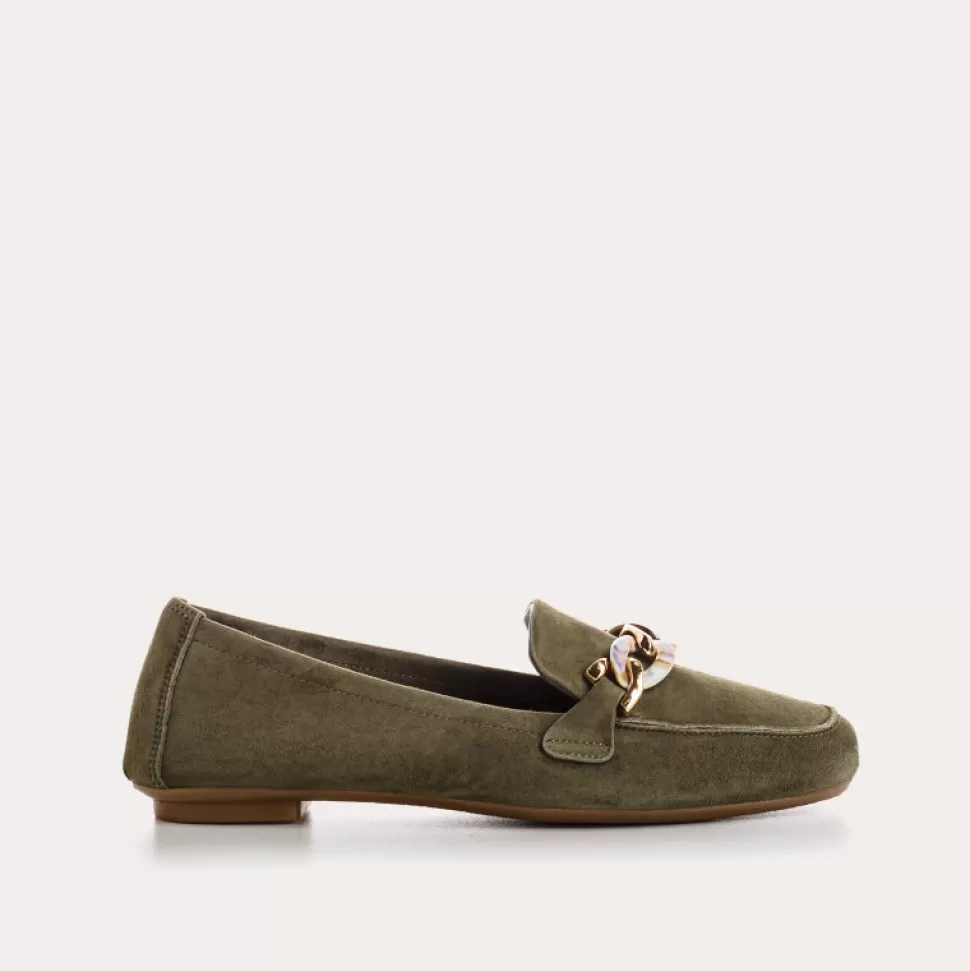 Mocassins^Reqins Mocassins Horel Cuir Velours Vert, Olive
