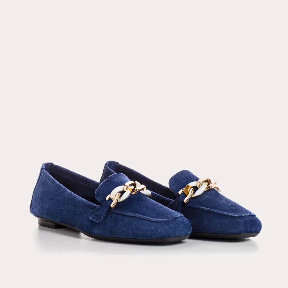Mocassins^Reqins Mocassins Horel Cuir Velours Bleu, Ocean