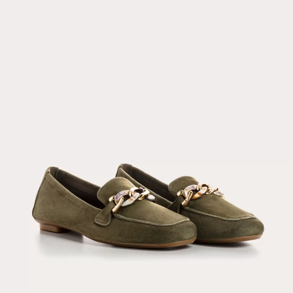 Mocassins^Reqins Mocassins Horel Cuir Velours Vert, Olive
