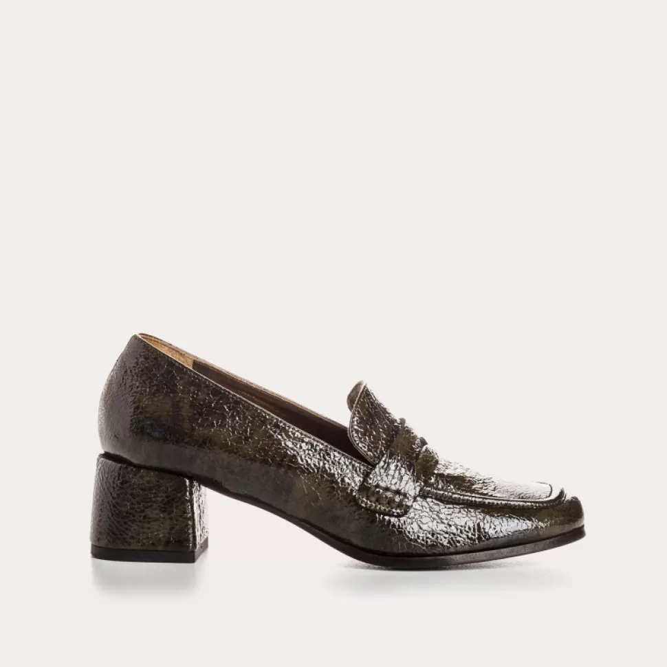 Mocassins^Reqins Mocassins Lennon Vernis Graine Vert, Kaki
