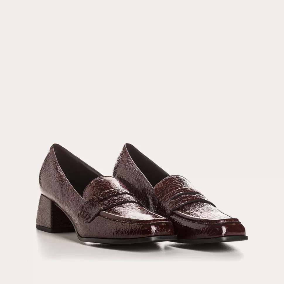 Mocassins^Reqins Mocassins Lennon Vernis Graine Rouge, Bordeaux