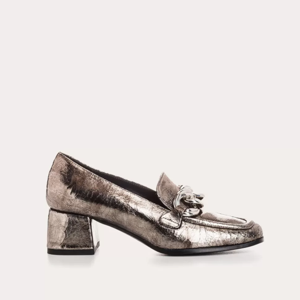 Mocassins^Reqins Mocassins Limba Cuir Crackele Acier, Metallique
