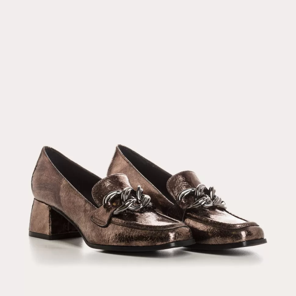 Mocassins^Reqins Mocassins Limba Cuir Crackele Acier, Metallique