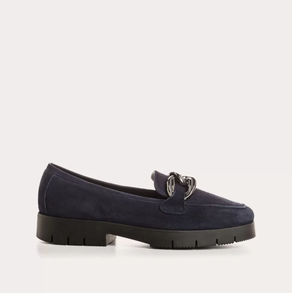 Mocassins^Reqins Mocassins Mashi Cuir Velours Bleu, Nuit