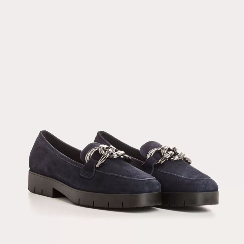 Mocassins^Reqins Mocassins Mashi Cuir Velours Bleu, Nuit
