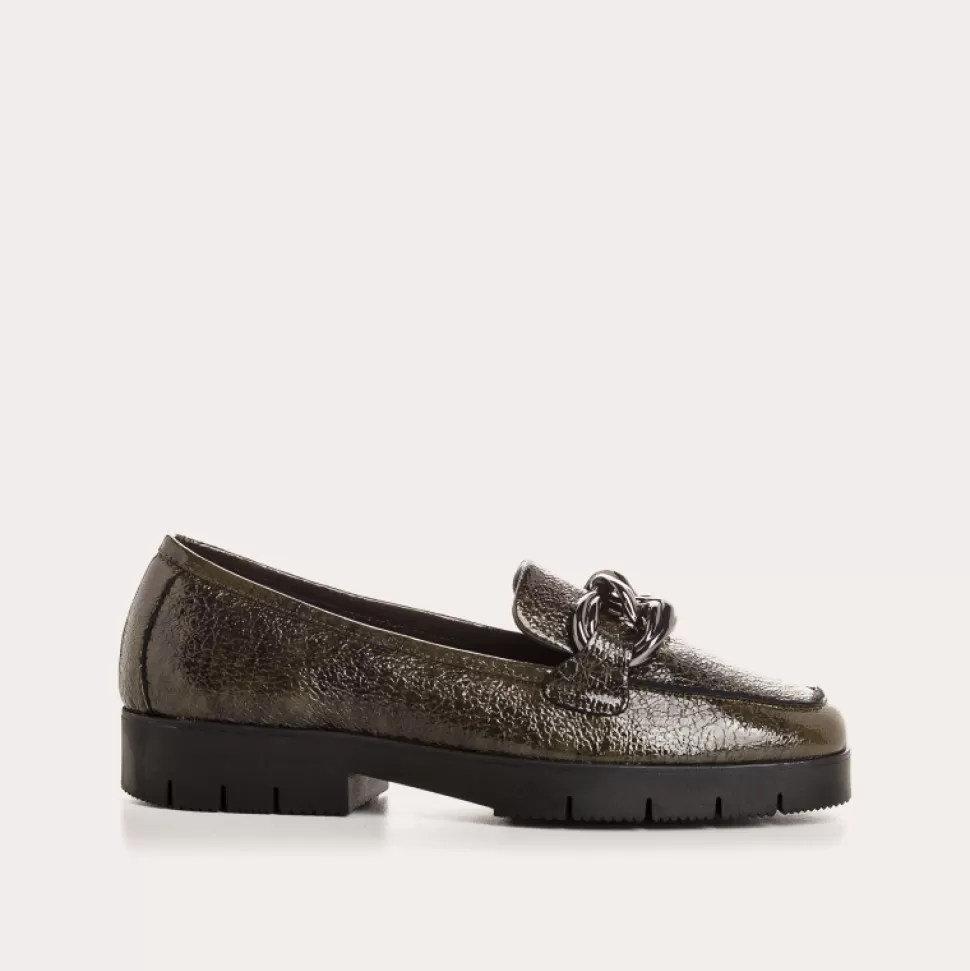 Mocassins^Reqins Mocassins Mashi Vernis Graine Vert, Kaki