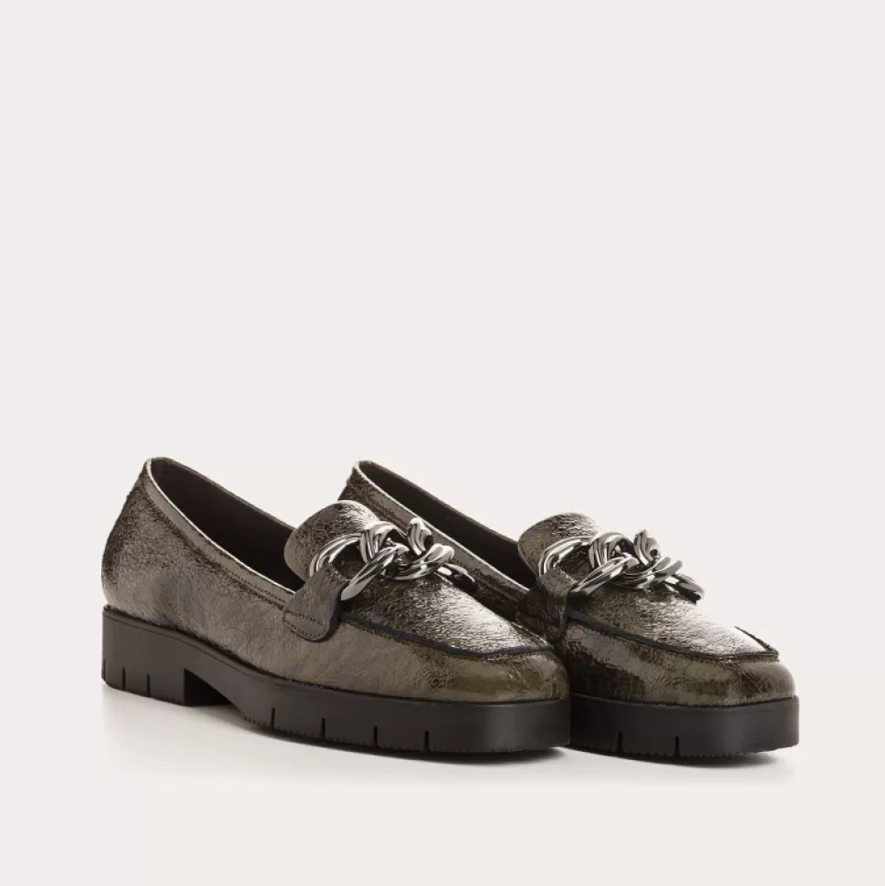 Mocassins^Reqins Mocassins Mashi Vernis Graine Vert, Kaki
