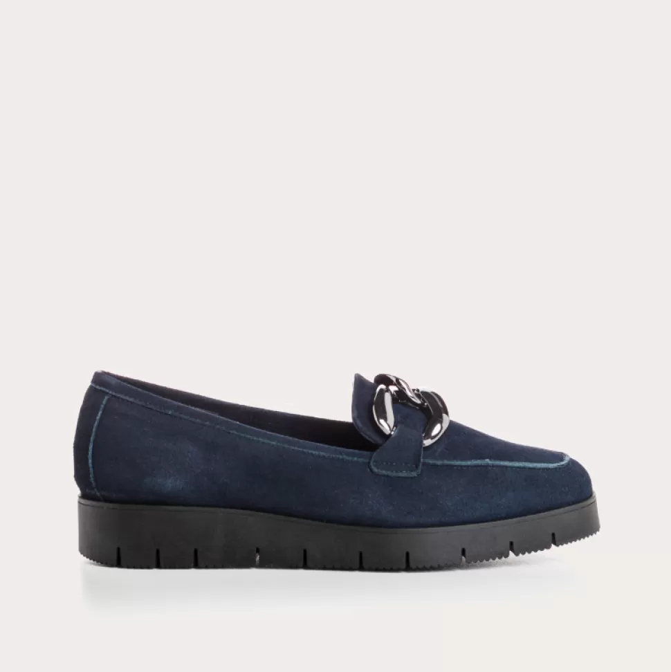 Mocassins^Reqins Mocassins Naster Cuir Velours Bleu, Nuit