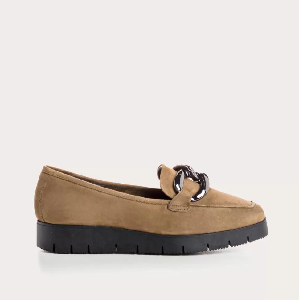 Mocassins^Reqins Mocassins Naster Cuir Velours Vert, Vison