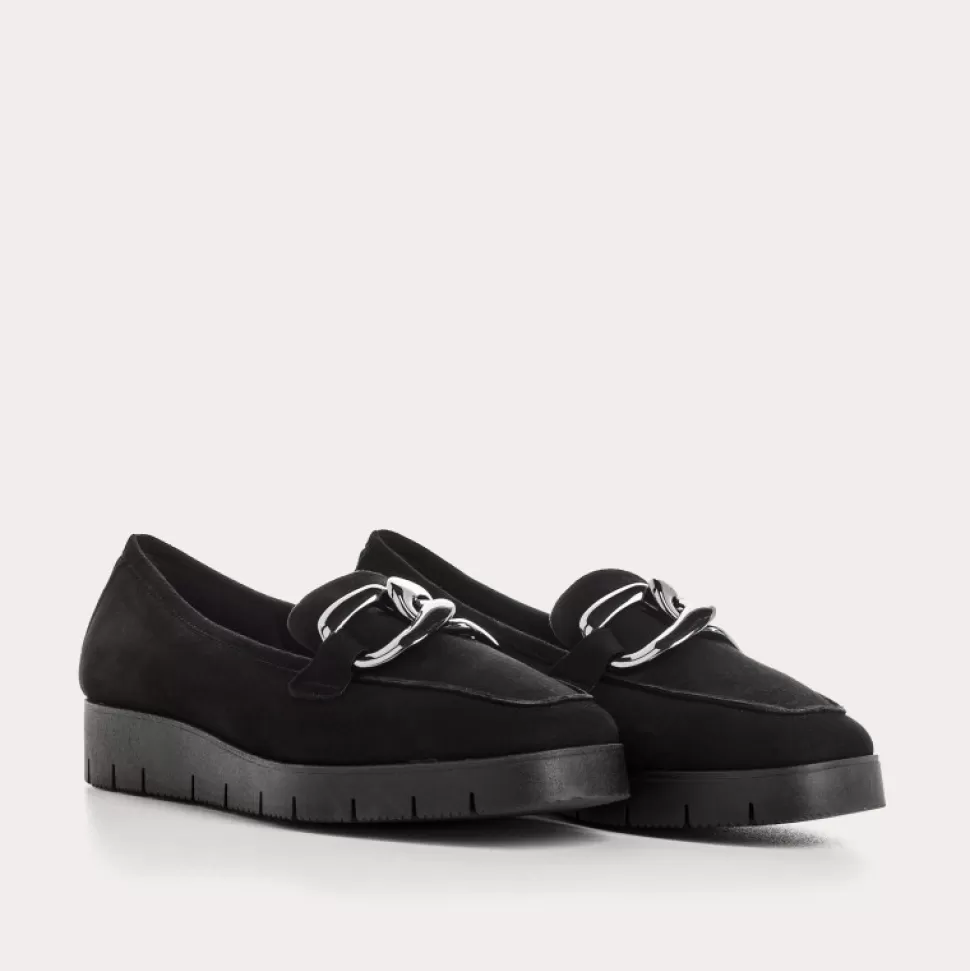 Mocassins^Reqins Mocassins Naster Cuir Velours Noir, Noir
