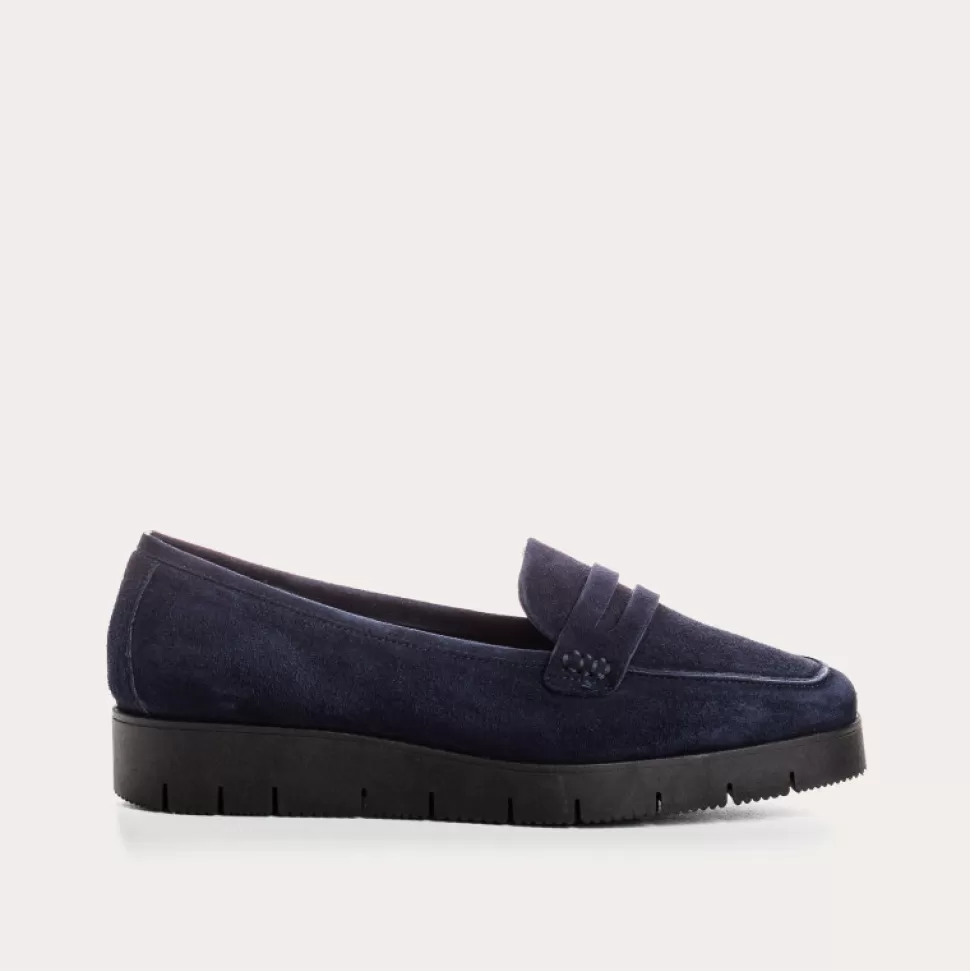 Mocassins^Reqins Mocassins Nomani Cuir Velours Bleu, Nuit