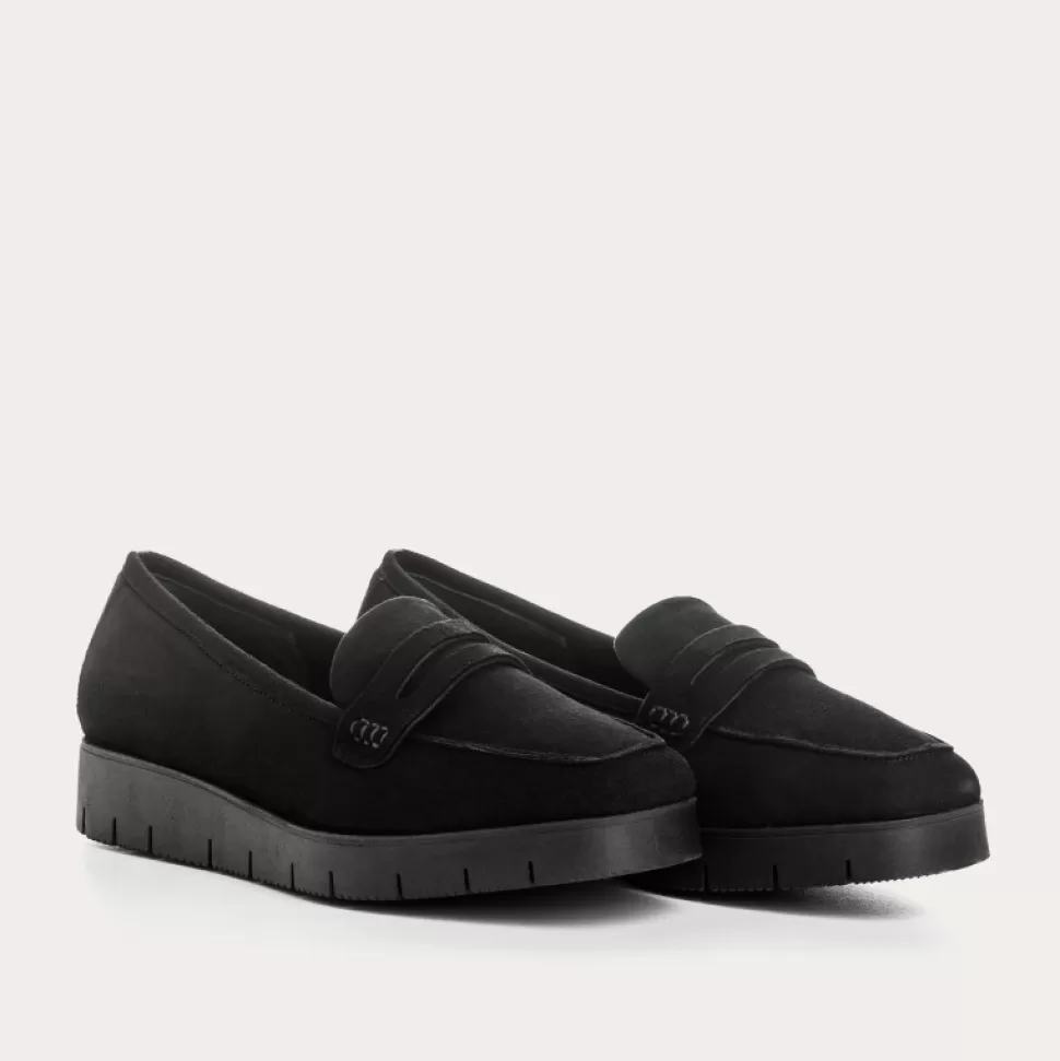 Mocassins^Reqins Mocassins Nomani Cuir Velours Noir, Noir