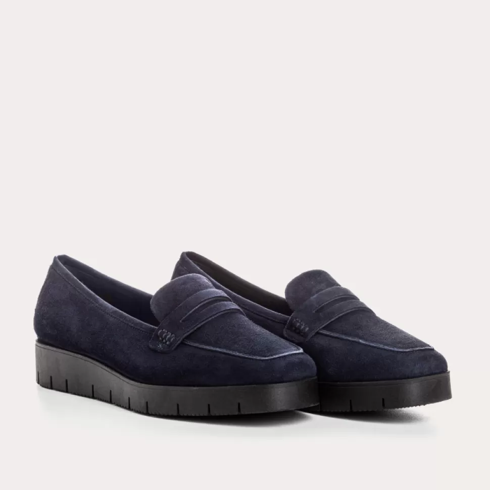 Mocassins^Reqins Mocassins Nomani Cuir Velours Bleu, Nuit