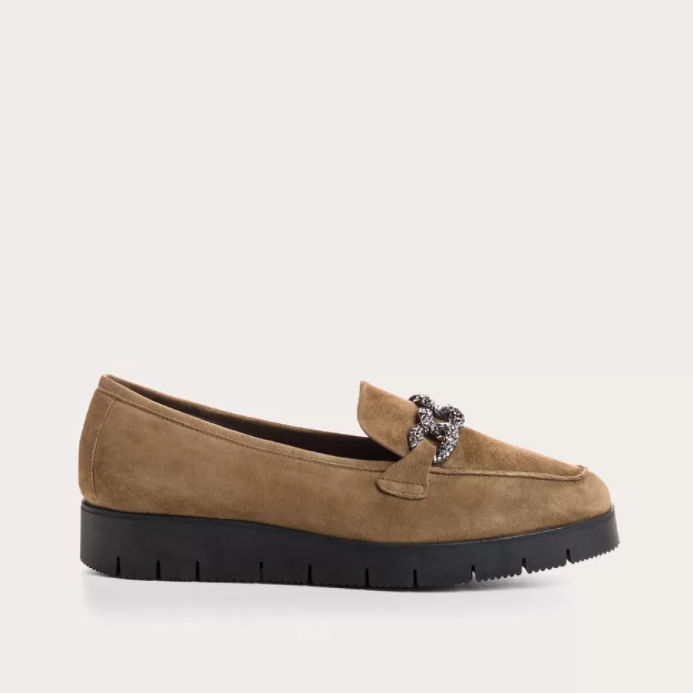 Mocassins^Reqins Mocassins Nora Cuir Velours Vert, Vison