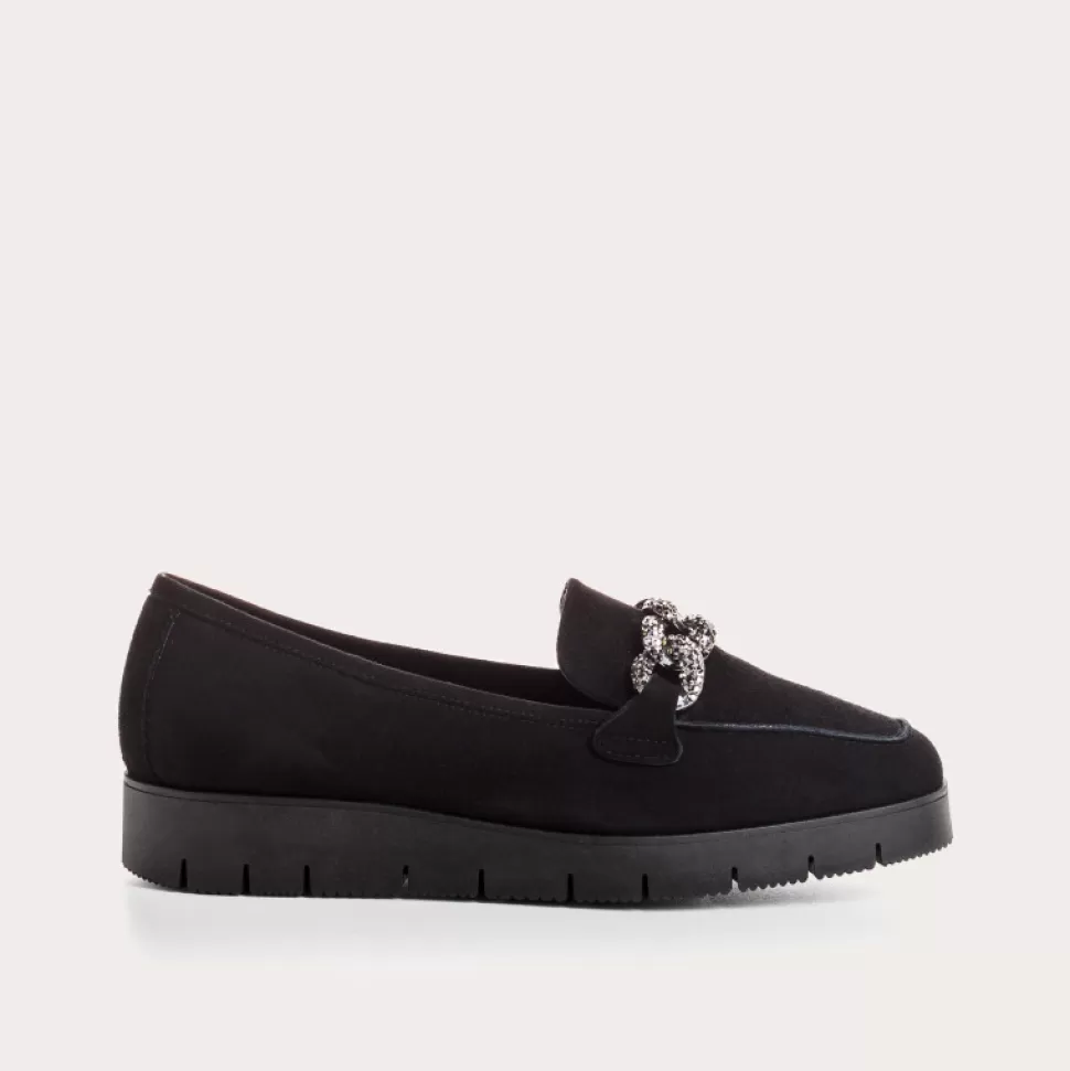 Mocassins^Reqins Mocassins Nora Cuir Velours Noir, Noir
