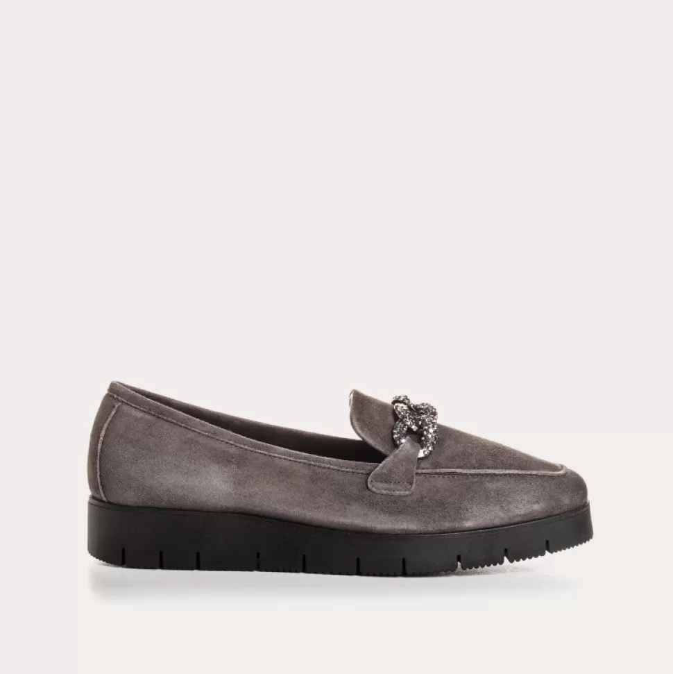 Mocassins^Reqins Mocassins Nora Cuir Velours Anthracite, Gris