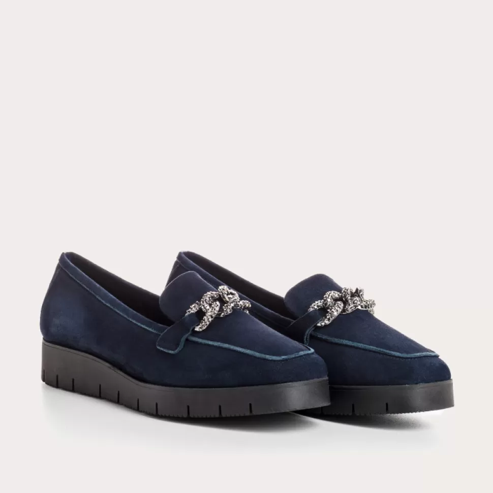 Mocassins^Reqins Mocassins Nora Cuir Velours Bleu, Nuit