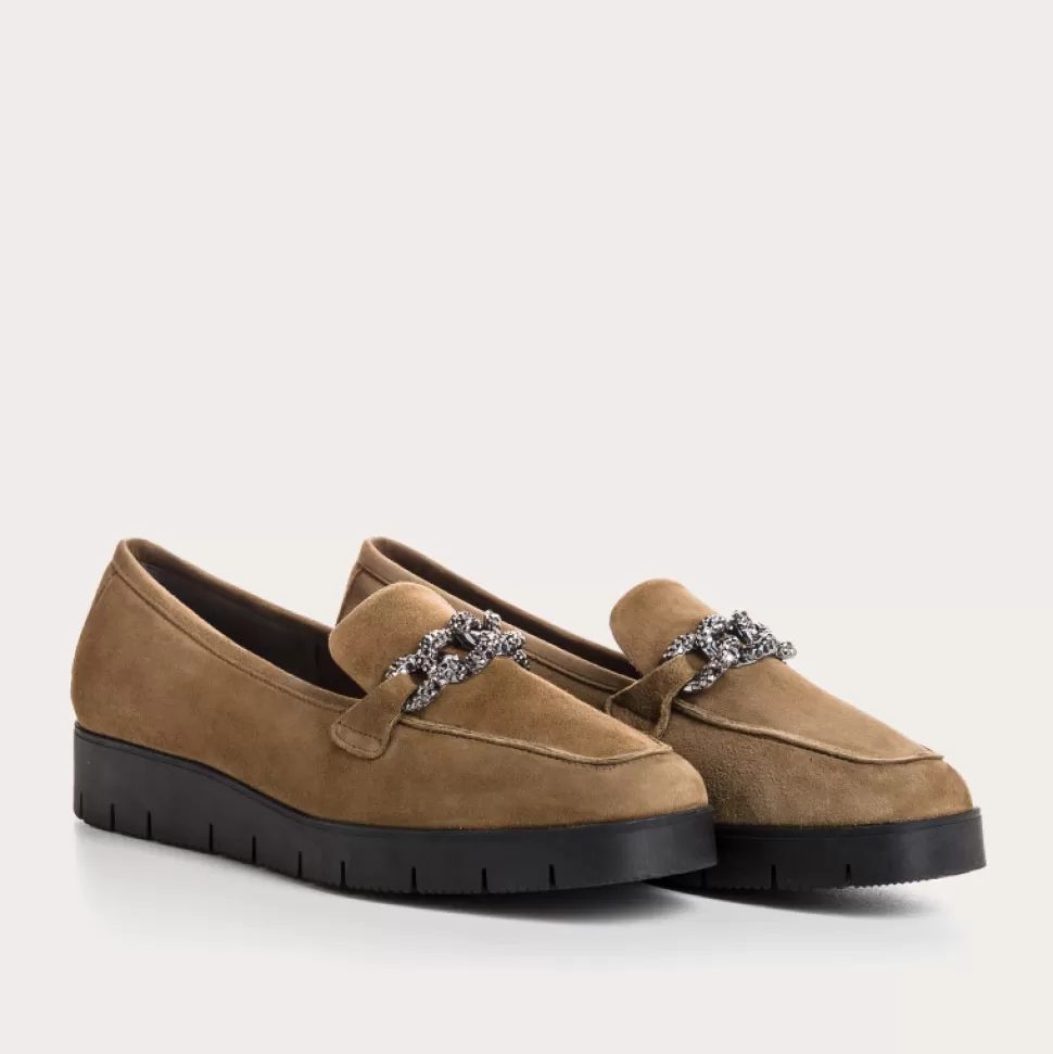 Mocassins^Reqins Mocassins Nora Cuir Velours Vert, Vison