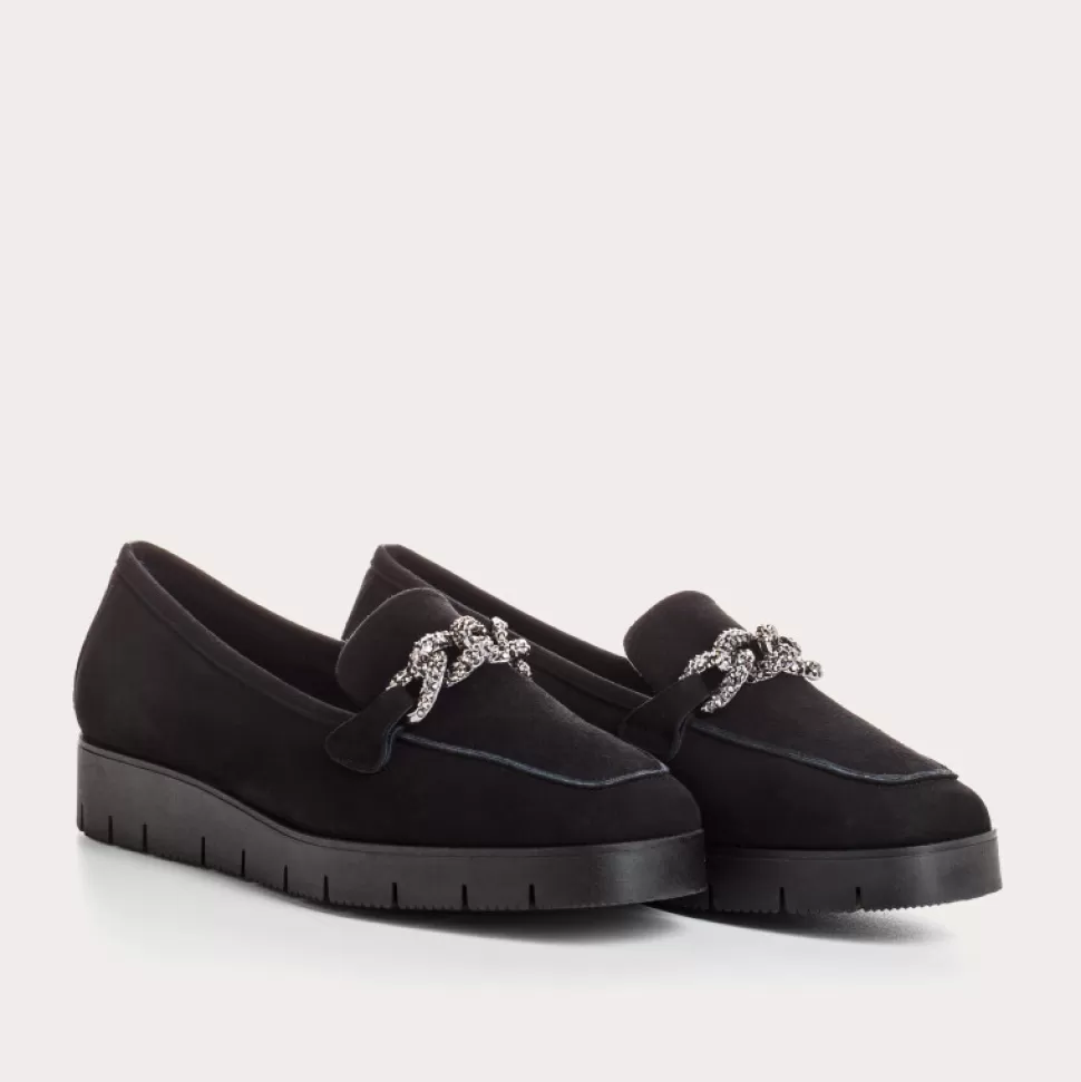 Mocassins^Reqins Mocassins Nora Cuir Velours Noir, Noir