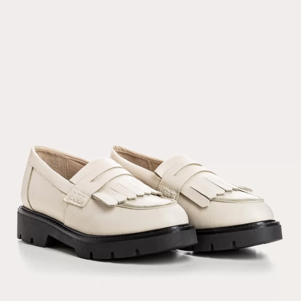 Mocassins^Reqins Mocassins Owen Cuir Graine Beige, Off White