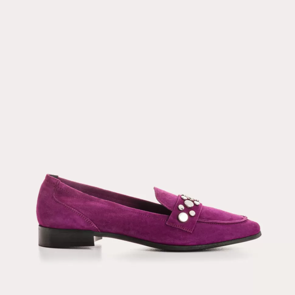 Mocassins^Reqins Mocassins Pavla Cuir Velours Bleu, Violet