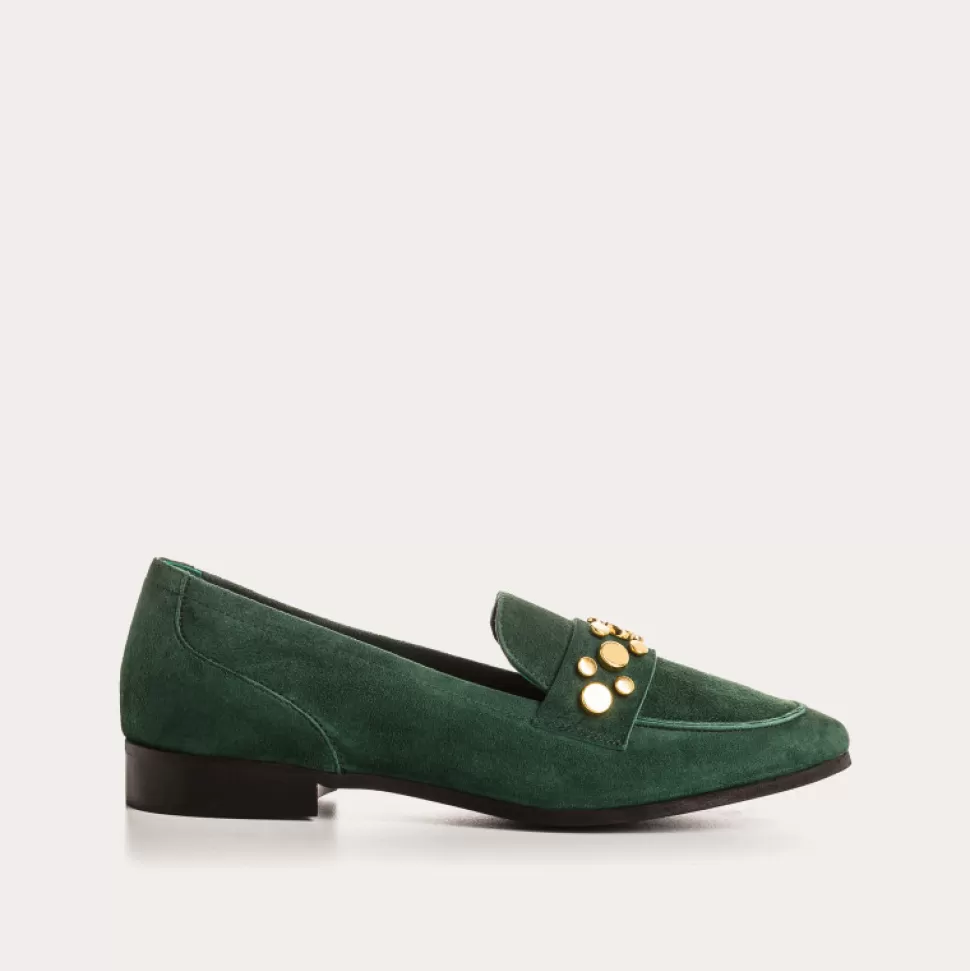 Mocassins^Reqins Mocassins Pavla Cuir Velours Vert, Sapin