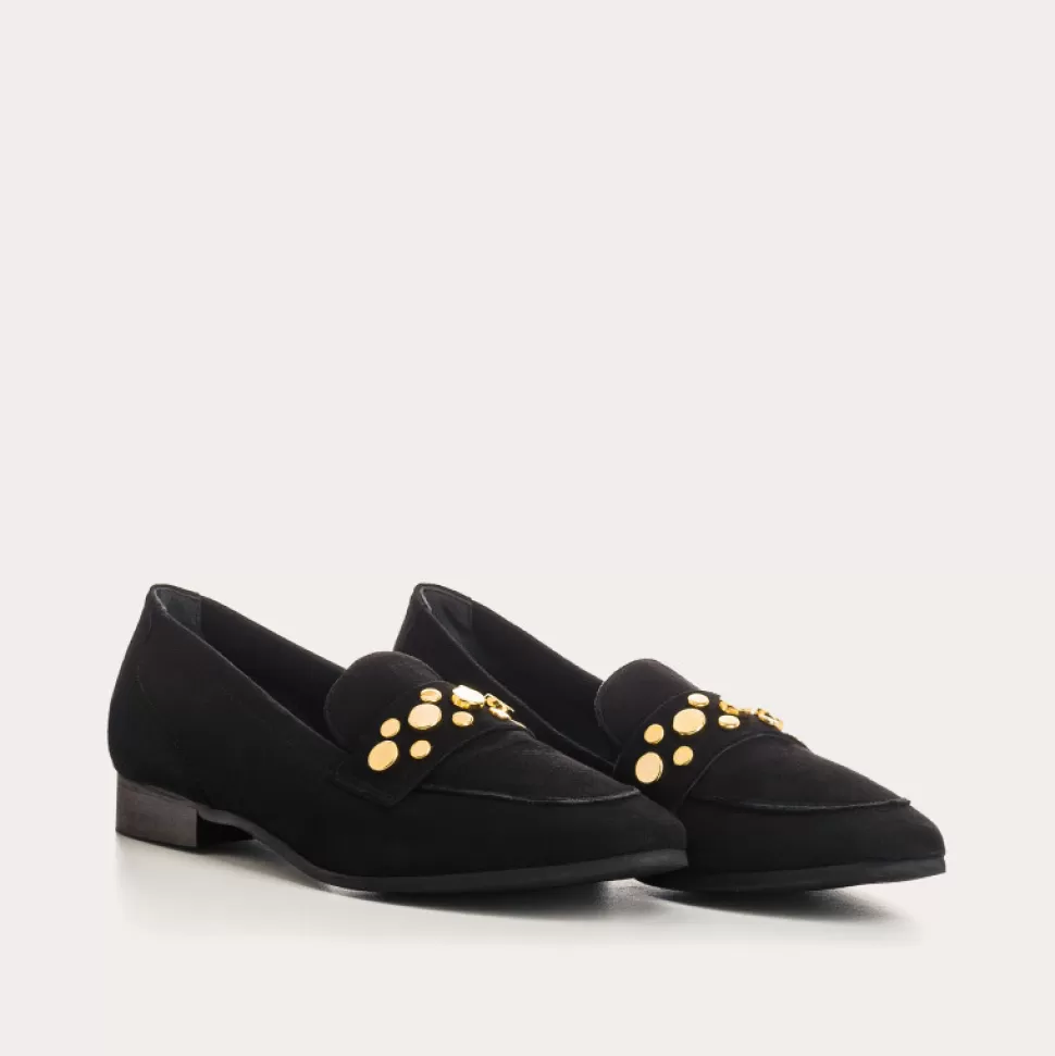 Mocassins^Reqins Mocassins Pavla Cuir Velours Noir, Noir