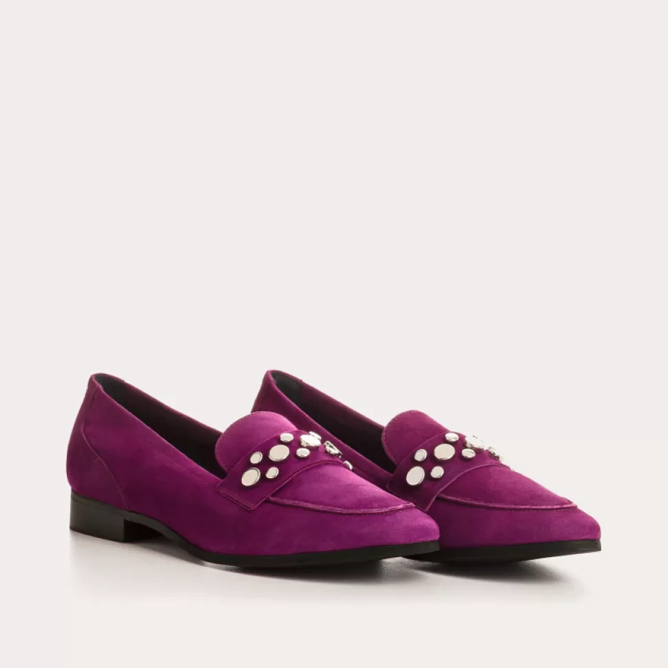 Mocassins^Reqins Mocassins Pavla Cuir Velours Bleu, Violet