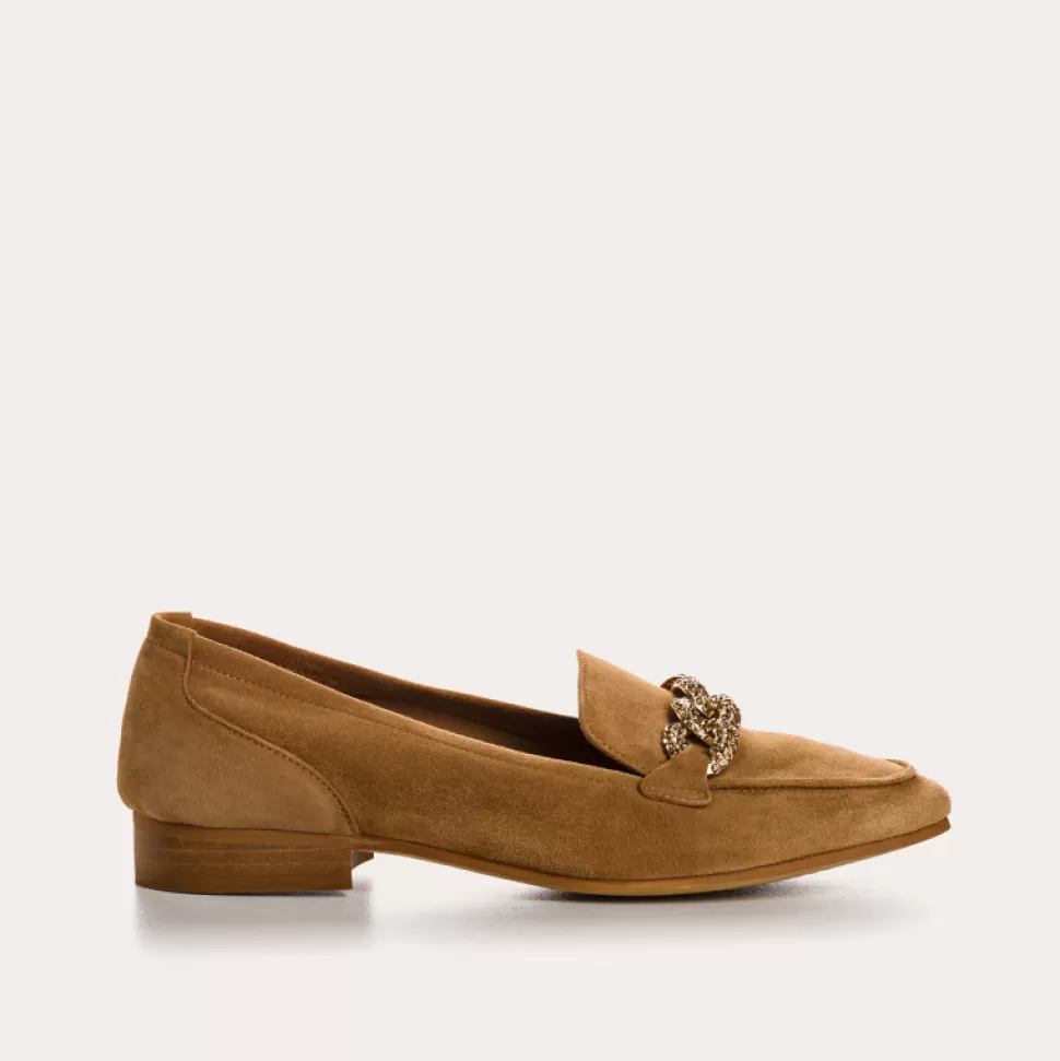 Mocassins^Reqins Mocassins Poppy Cuir Velours Havane, Camel
