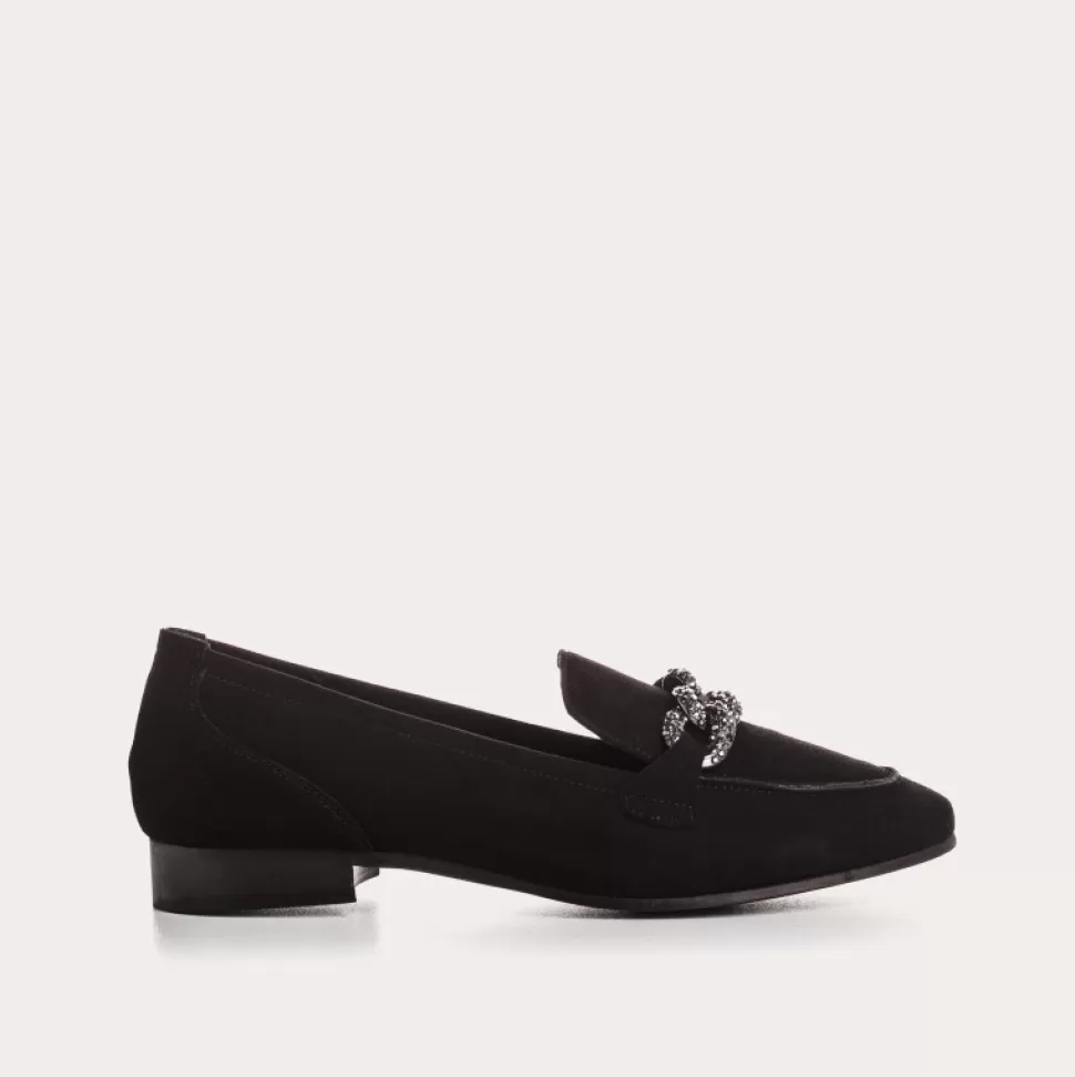 Mocassins^Reqins Mocassins Poppy Cuir Velours Noir, Noir