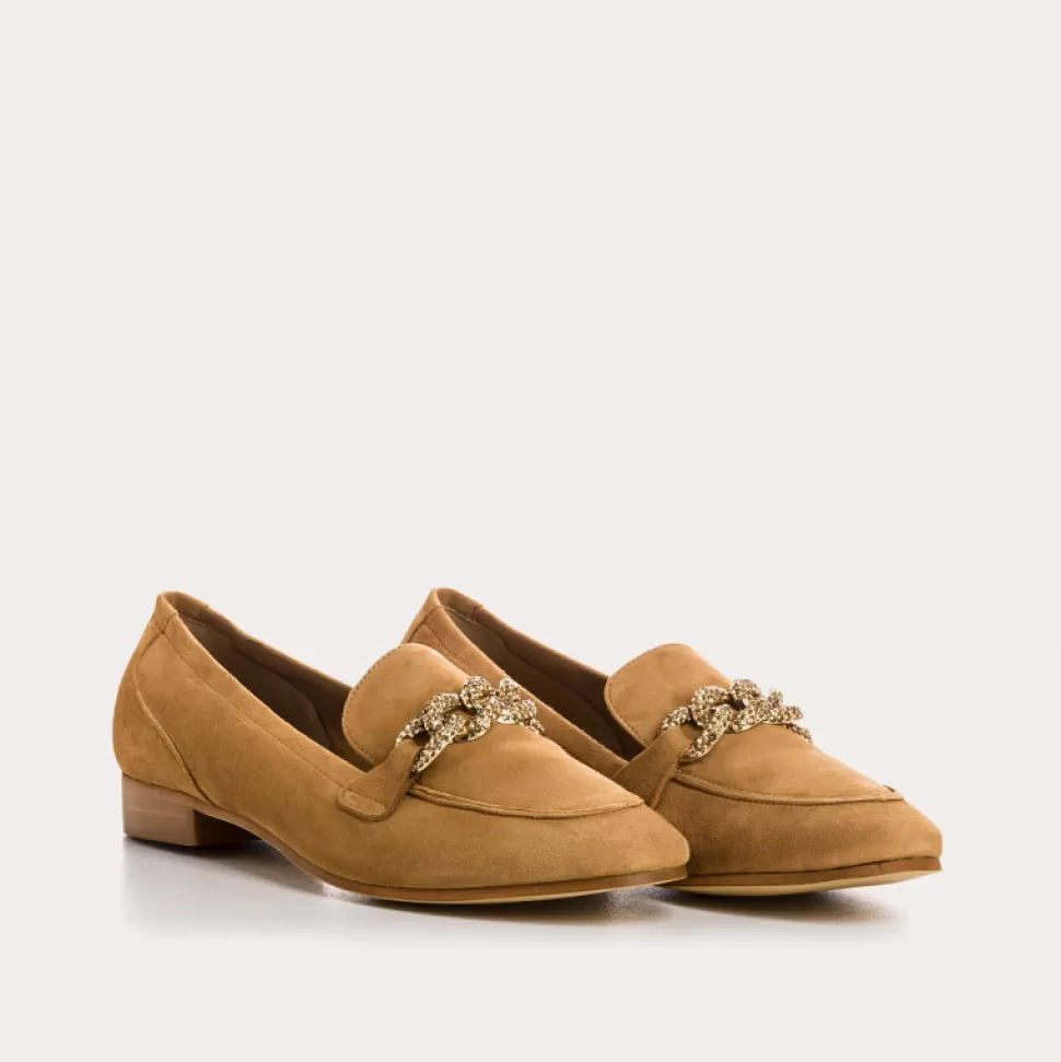 Mocassins^Reqins Mocassins Poppy Cuir Velours Havane, Camel