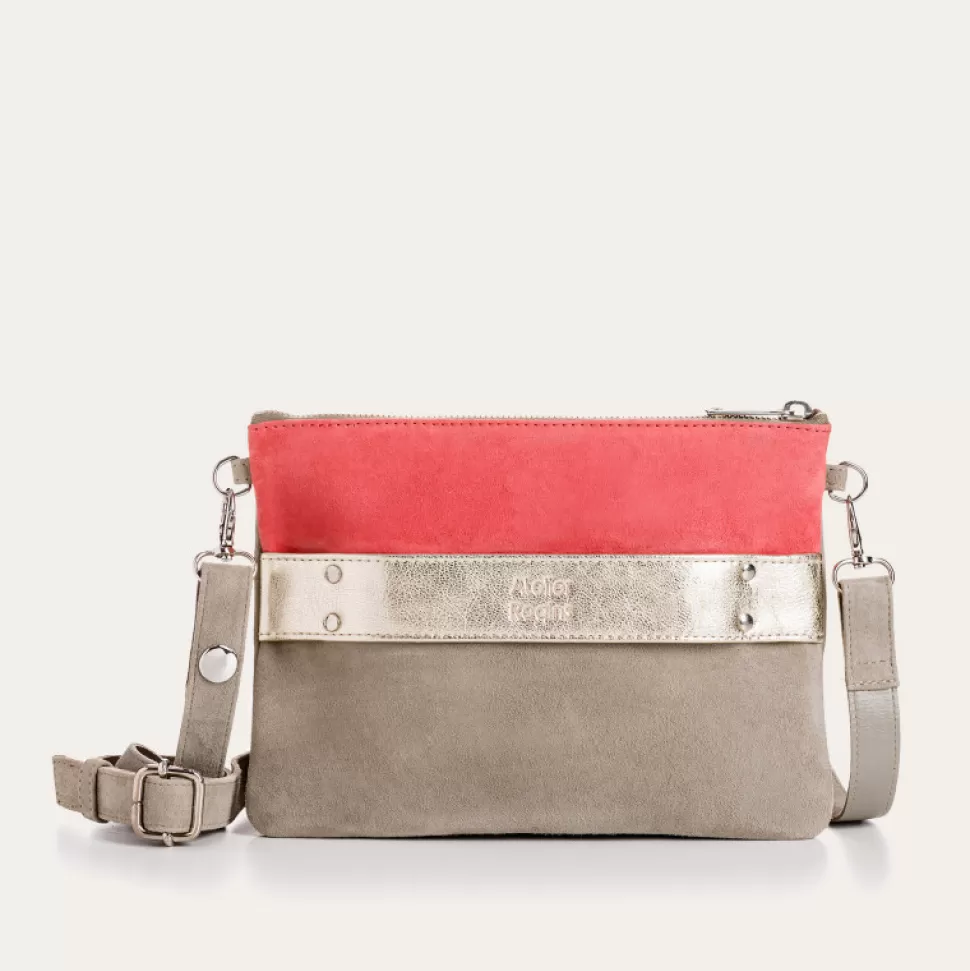 Pochettes^Reqins Pochette Carla Cuir Velours Cactus/Fraise, Un