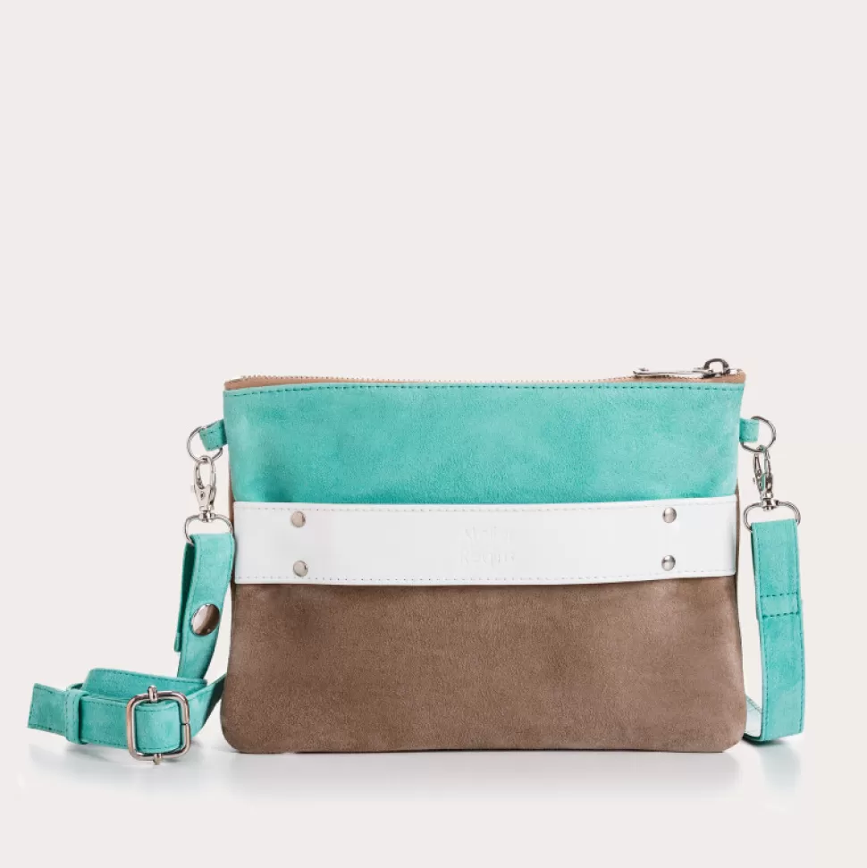 Pochettes^Reqins Pochette Carla Cuir Velours Un, Taupe F/Aqua
