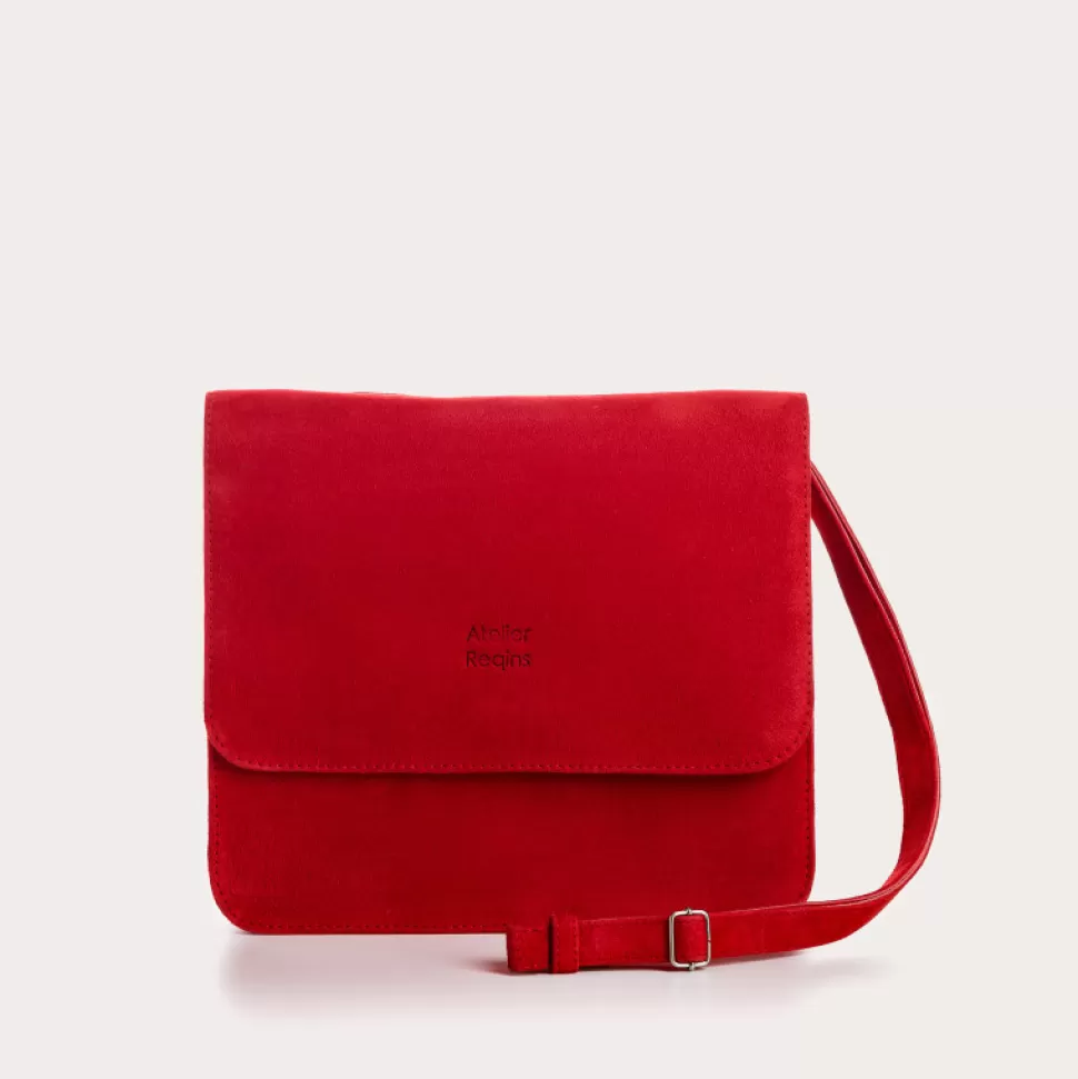 Sacs A Bandouliere^Reqins Sac Cleo Cuir Velours Rouge, Un