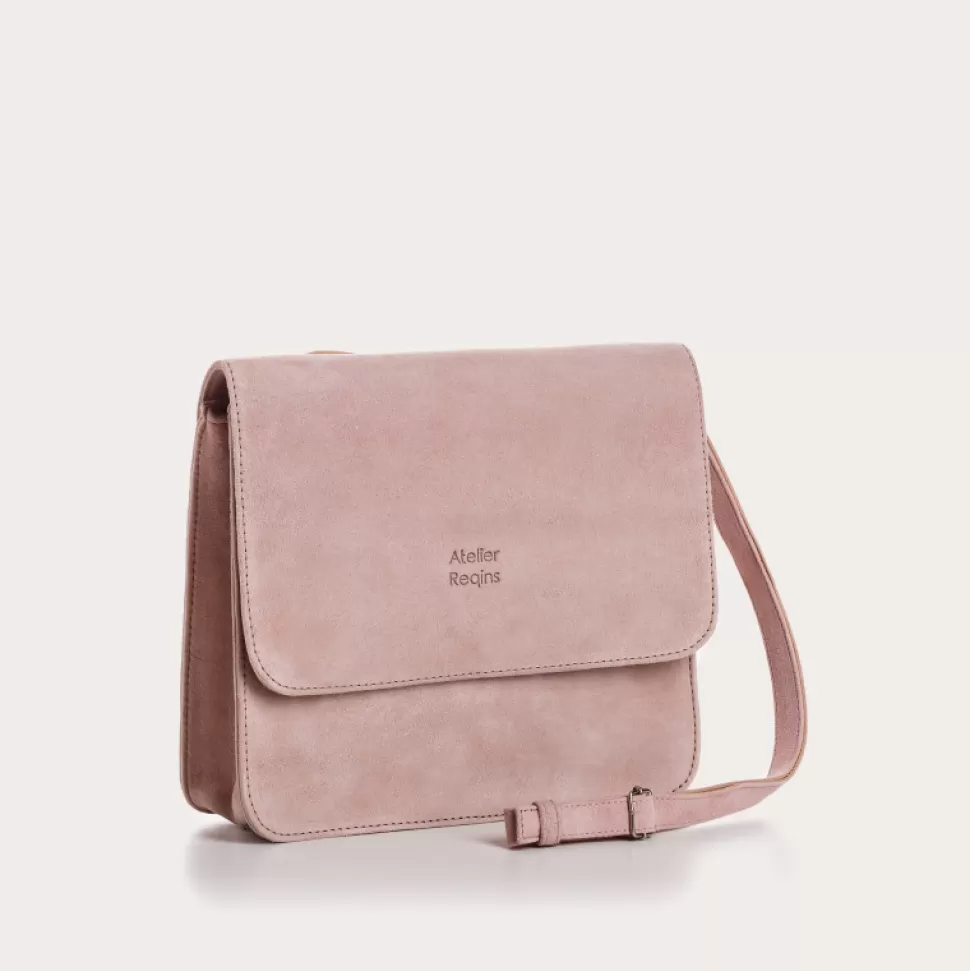 Sacs A Bandouliere^Reqins Sac Cleo Cuir Velours Rose, Un