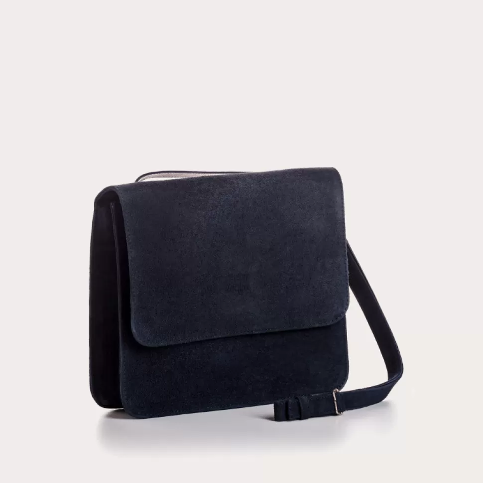 Sacs A Bandouliere^Reqins Sac Cleo Cuir Velours Bleu, Un