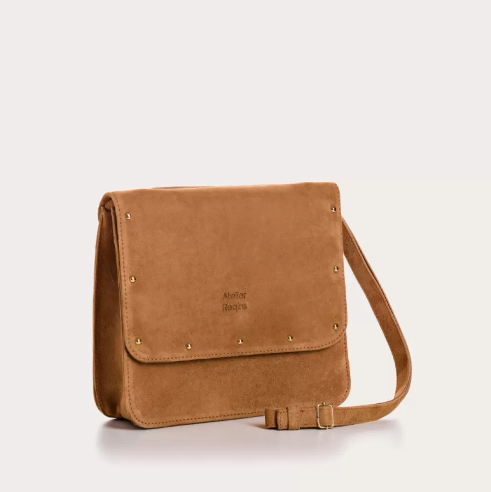 Sacs A Bandouliere^Reqins Sac Cleo Rock Cuir Velours Camel, Un